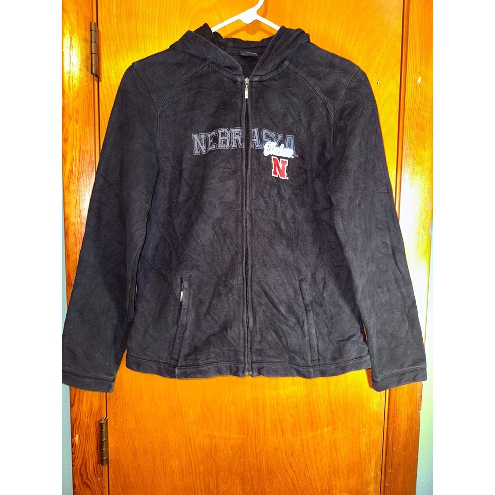 Nebraska‎ Cornhuskers Womens Black Full Zip Hoodie College Football Field Gear S
